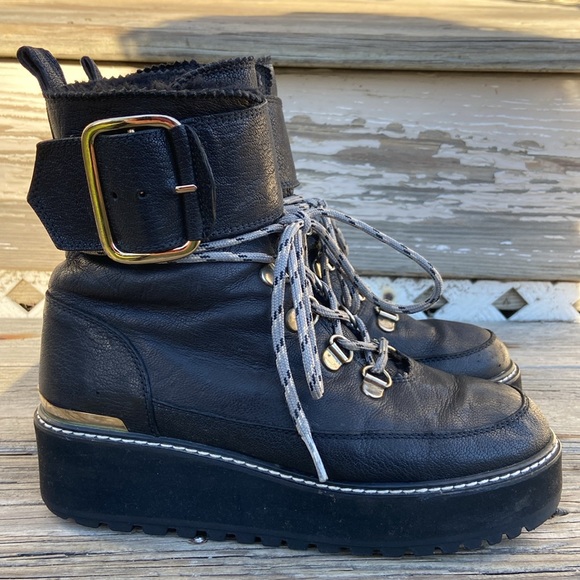 Stuart Weitzman Attackit Bootie Black Leather Hiker Boot Women's Size 6 - Picture 3 of 16